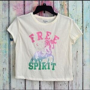 Youth Girls Old Navy Free Spirit T-Shirt S 6-7 White Short Sleeve NWT